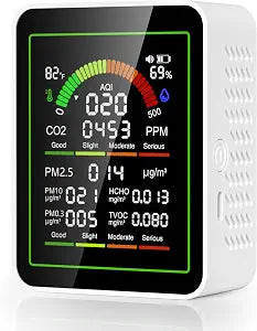 Air Quality Monitor Inoor, CO2 Detector, 10 in 1 Air Quality Monitor