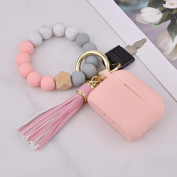 Case for Airpods 3 (2021), Filoto Silicone Airpod 3rd Generation Case Cover with Bracelet Keychain, Cute Protective Case for Apple Air Pod 3 Wireless Charging Case Women(Pink)