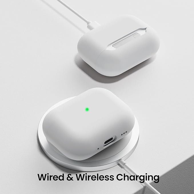 ORNARTO Compatible with AirPods Pro 3 Case 2025, Full Protective Hybrid Silicone for AirPods Pro 3rd Generation Case, Front LED Visible Skin Cover-White