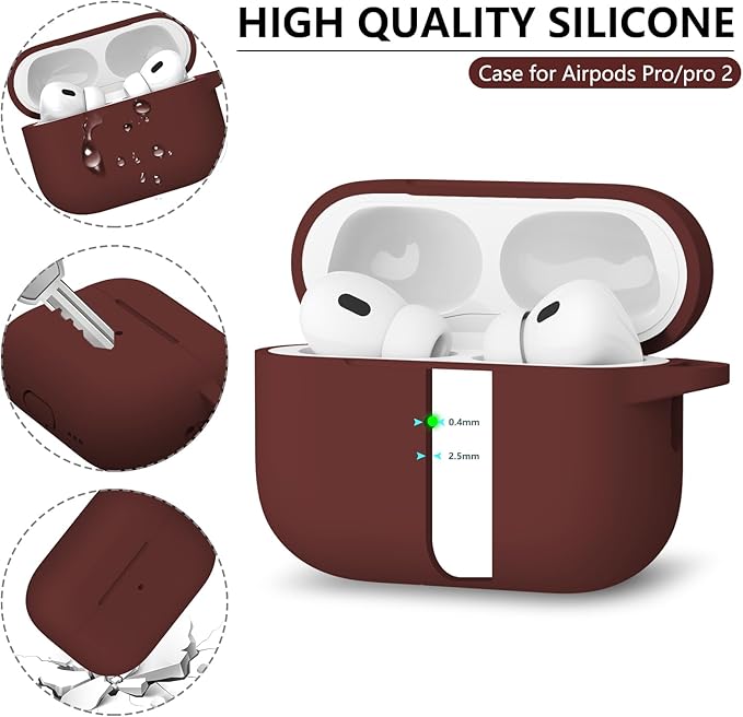 Ljusmicker for AirPods Pro Case Cover with Cleaner Kit,Soft Silicone Protective Cases for Apple AirPods Pro 2nd/1st Generation for Women Men,AirPods Pro 2 Case Accessories with Keychain-Wine Red