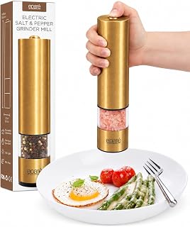 Eparé Electric Gold Salt or Pepper Grinder - Battery-Operated Pepper Mill - Image 1