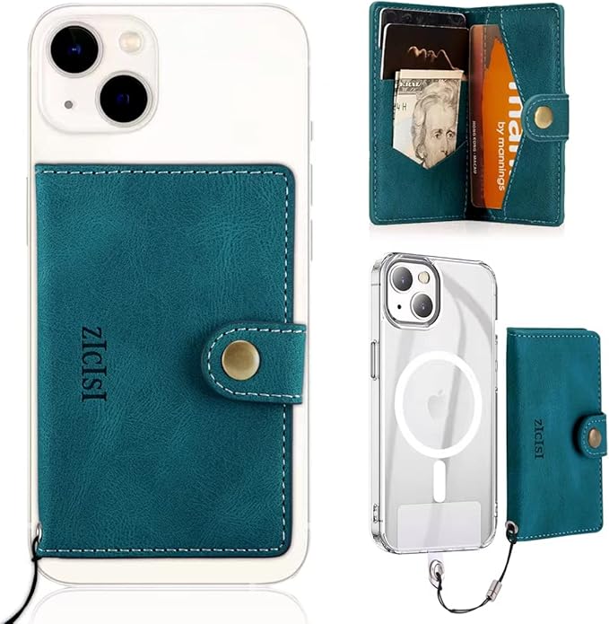 Magnetic Phone Wallet,Compatible with Magsafe Wallet for iPhone 16/15/14 Pro Max/14 Pro/14 Plus/13/12 Series,5 Card Holders with Magsafe and RFID Blocking,Vegan Leather,Teal