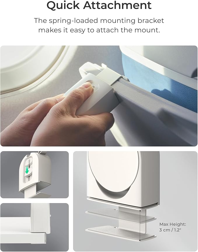 Magnetic Airplane Phone Holder Hands Free Tray Table Mount for Travel Compatible with iPhone and Android