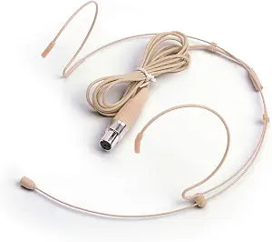 Microphone Headset Discreet Headworn Earset Over Ear Hanging Mic Compatible with Shure Wireless System Bodypack Transmitter, Ideal for Lectures, Live Performance, Theater, Podcasts – Beige