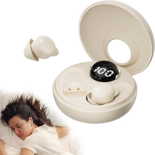 sunvito Sleep earplugs for Side Sleepers, Mini Invisible Wireless Bluetooth 5.3 Micro Sleep Noise Cancelling Headphones, Invisible earplugs for Small Ears Sleep, Exercise, Work, Hiking（Beige）