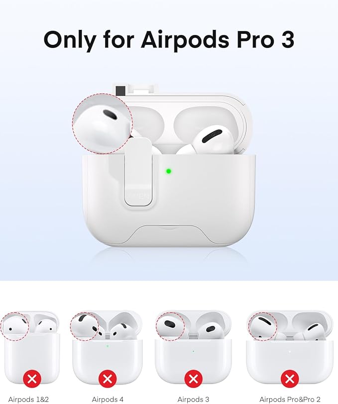 Maxjoy for AirPods Pro 3 Protective Case with Cleaning Kit, Military Hard Case with Lock Shock-Absorbing, Double White