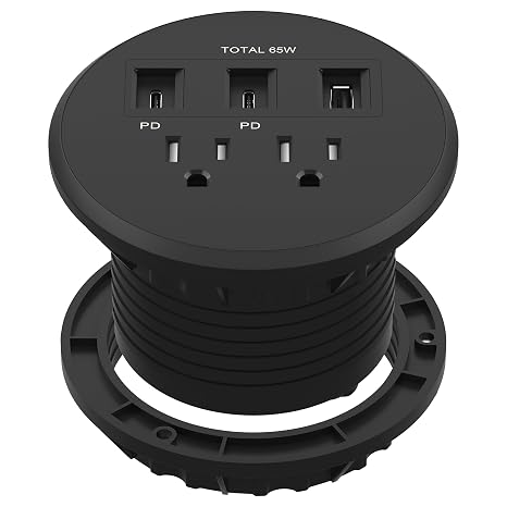 LIDER PD 65W GaN Technology Desktop Power Grommet, Power Delivery