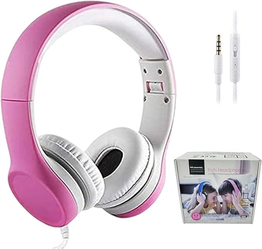 Kids Headphones with Cord, Toddler Headphones with Sharing Function, 85dB/93dB Safe Volume Limit, for Toddler Children Baby Boys Girls On-line Study, School, Travel use (Pink)