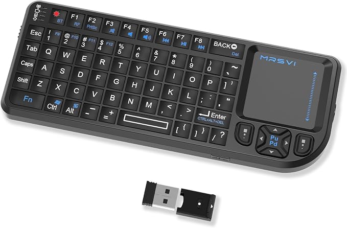 Mini Keyboard with touchpad, mini Bluetooth Keyboard, 2.4G Ultra-Thin Handheld Wireless Portable Keyboard, Suitable for PCs/Tablets/TVs/Smartphones, Ideal for Travel