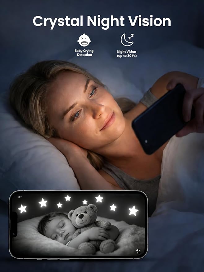 2K Indoor Cameras for Home Security, 2.4GHz & 5GHz WiFi, 360° Pan-Tilt, Night Vision, Human Auto Tracking, Local/Optional Cloud Storage, Pet/Dog/Baby Camera with Phone app, Black