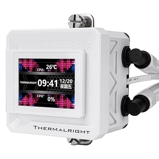 Thermalright FW 240 SE ARGB White-AIO CPU Liquid Cooler,IPS LCD Screen with 320 * 240 Resolution,for AM4/AM5,Intel LGA1700/1851,2-inch Magnet-Absorbent LCD Screen for Images-White,PC CPU Water Cooler