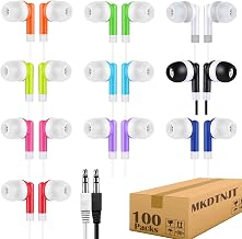 100 Pack Bulk Earbuds for Kids School Classroom,Student Wired Headphones with 3.5 mm Jack Multi Colored Earphones for Computer Chromebook Laptop PC (HTC101) - Image 1