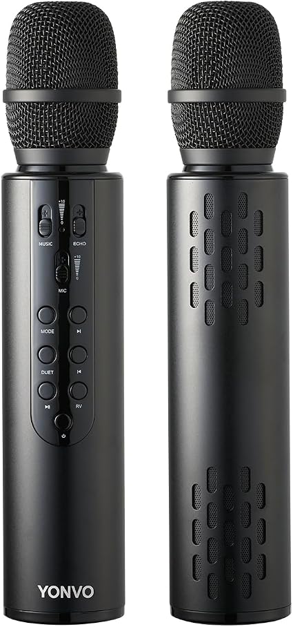 Wireless Karaoke Microphone, Portable Bluetooth Handheld Mic with 10W Speaker, Karaoke Machine for Home Party Singing, for Adults, Gift for Men (Black) (Black)