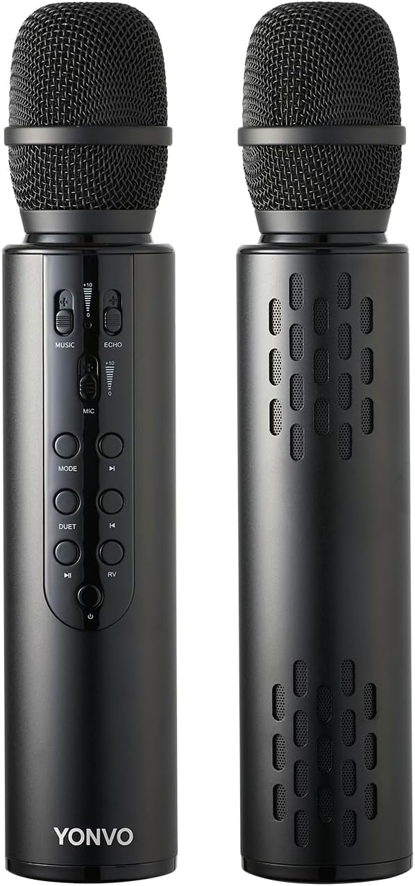 Wireless Karaoke Microphone, Portable Bluetooth Handheld Mic with 10W Speaker, Karaoke Machine for Home Party Singing, for Adults, Gift for Men (Black) (Black)