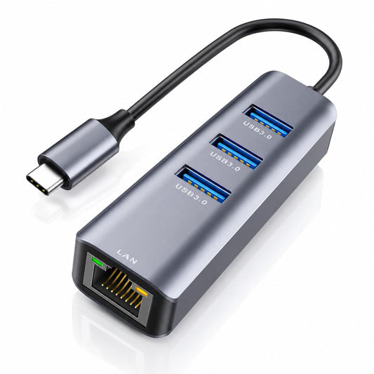 ABLEWE 4-in-1 USB C Hub with Gigabit Ethernet Adapter, 3 USB 3.0 Ports