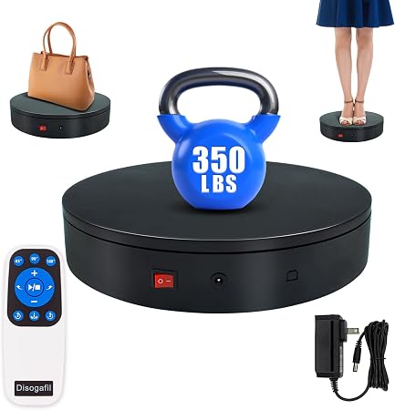 360 Rotating Platform, 12.6 Inch /32cm Motorized Electric Turntable, 350lbs Capacity Motorized Rotating Display Stand with Remote, Heavy Duty Photography Turntable for Human/Product