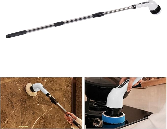 Cleaning Brush, Ipx7 Water Proof Electric Brush for Washing Bathroom, Features a Long Handheld Grip, Interchangeable Heads and Cordless Convenience, for Tiles, Bathtubs, Toilets