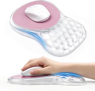 Clear Ergonomic Mouse Pad Wrist Support with Massage Design, Wrist Rest Pain Relief Mousepad with Gel&Non-Slip Silicone Base, Mouse Pads for Wireless Mouse & Desk - Image 1