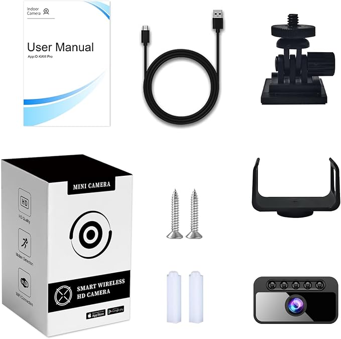 Mini Spy Camera WiFi Home Security Hidden Cam Wireless Battery Camera Bluetooth Camera Nanny Cam with Phone App Remote Monitor Video Recording Night Vision Motion Detection