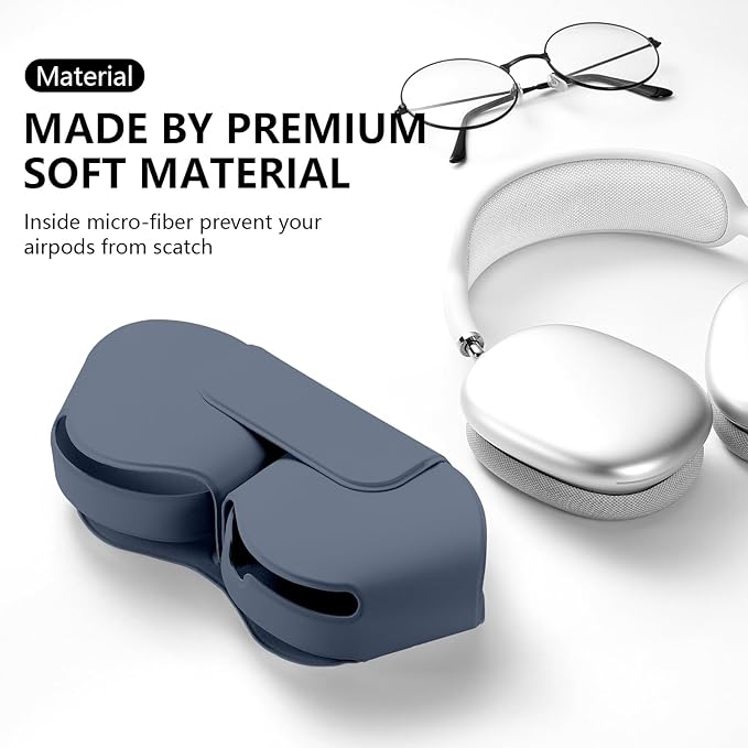 for Apple Airpods Max Case,Headphones Protective Case for AirPod Max Supports Sleep Mode, Anti-Scratch and Anti-Dust,Airpod Pro Max by PU Leather,Gray Blue 2