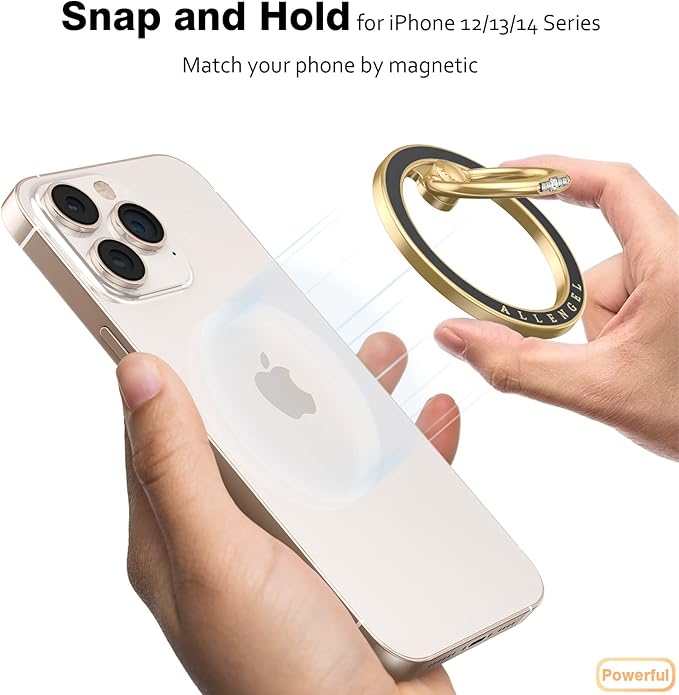 Allengel Magnetic Phone Grip for MagSafe, Magnetic Ring Holder Compatible with MagSafe Phone Ring, 360°Rotating Finger Kickstand for iPhone 16 Pro Max 15 14 13 12 Plus & Android Phone
