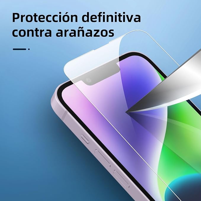 NEW'C 3x for iPhone 14 Screen Protector (6.1 inches)+ 3x Camera Lens Protector, Sensor Protection + Dust Plug - Case Friendly Tempered Glass Film, Ultra Resistant