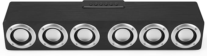 Home Theater System Speakers Bass Smart 5.1 Bluetooth Wood Wireless 12W Power Music Player Stereo Soundbar Boombox for TV Desktop Laptop Smartphone Tablet - Black