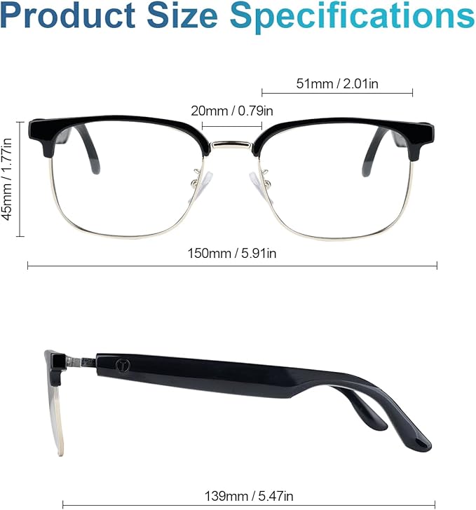 AI Smart Glasses, Bluetooth Audio Glasses with Real-Time Translator for 164 Languages, No subscription for APP, Photochromic Lens, Spring Hinges, Bluetooth Glasses for Travel/Work/Study(Gold)