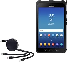 BoxWave Cable Compatible with Samsung Galaxy Tab Active 2 Wi-Fi - AllCharge PD miniSync (100W), Retractable High-Speed Charging Portable USB Cable - Jet Black - Image 1