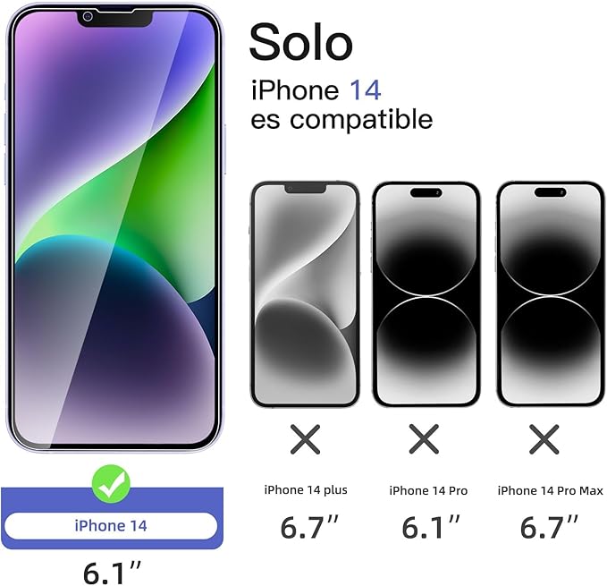 NEW'C 3x Privacy for iPhone 14 Screen Protector (6.1 inches)+ 3x Camera Lens Protector, Sensor Protection, Case Friendly Tempered Glass Film +Dust Plug - Enhanced Privacy Angle of 28 Degrees