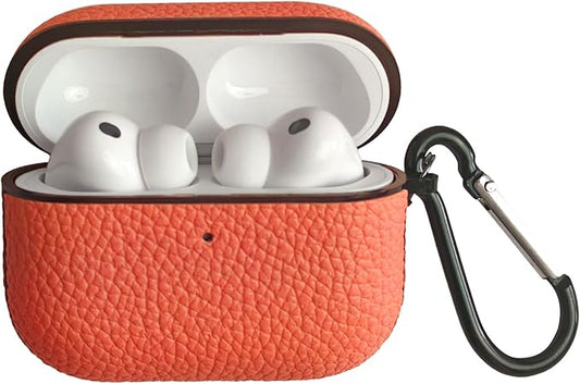 for Leather AirPods Pro 3 Case 2025|Cute Hard Air Pods Pro 3 Case (Model A2700/A2931)|with Keychain|Retro iPod Airpod 3 Pro Cases for Man Women(Orange)