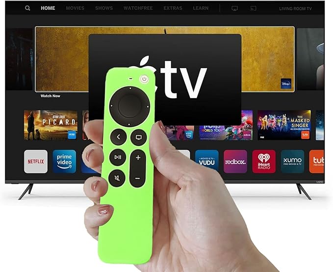 LEFXMOPHY Glow Green Remote Case Cover Replacement for New Apple 4k TV Siri 2nd 2021 Series 6 6th Generation/Siri 3rd 7 7th Gen 2022 Remote, Silicone Skin Glow in Dark with Lanyard