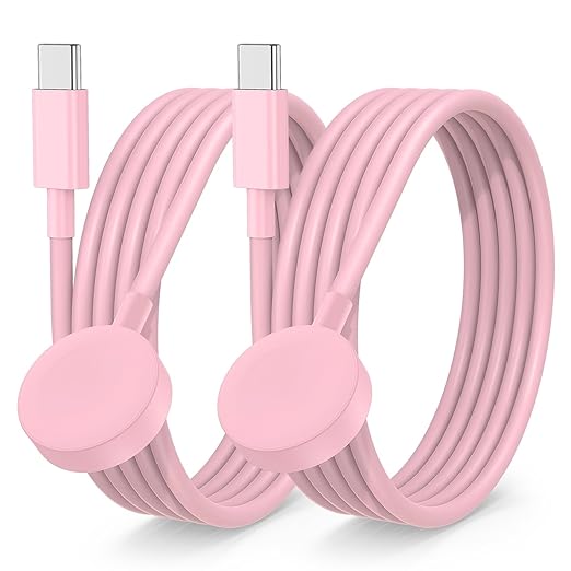 2Pack for Apple Watch Charger USB C Magnetic iWatch Charger Cable Fast Charging Cord Compatible with Watch Ultra2 Ultra Series 9 8 7 6 SE SE2 5 4 3 2 1-3FT(1M) Pink