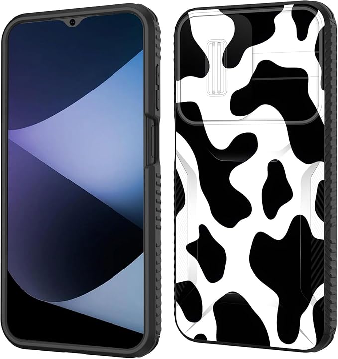 for Galaxy A16 5G Case Built in Slide Camera Lens Cover,Heavy Duty Shockproof Protection Dual Layer Case for Samsung Galaxy A16 5G 6.7" 2024,Cow Print