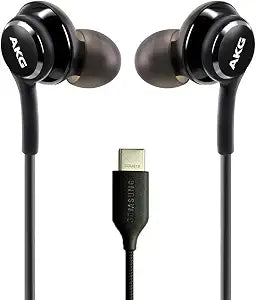 AKG Wired In-Ear Earbuds with Mic USB-C Earbuds with Braided Cable Compatible with Samsung Galaxy S24 Ultra, S24+, S23, S22, S21, S10, S10E & iPhone 15 Series