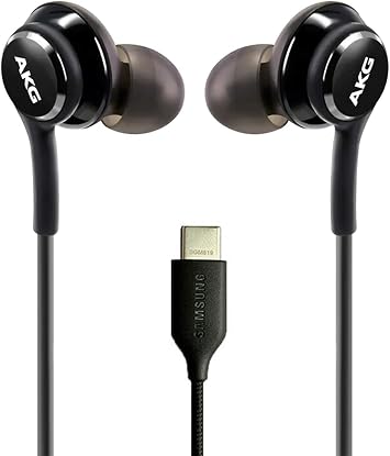 AKG Wired In-Ear Earbuds with Mic USB-C Earbuds with Braided Cable Compatible with Samsung Galaxy S24 Ultra, S24+, S23, S22, S21, S10, S10E & iPhone 15 Series