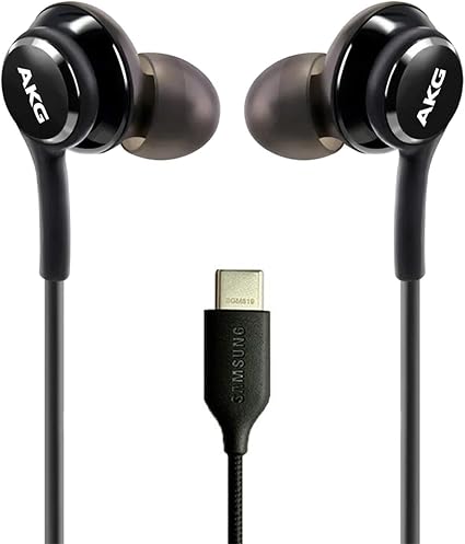 AKG Wired In-Ear Earbuds with Mic USB-C Earbuds with Braided Cable Compatible with Samsung Galaxy S24 Ultra, S24+, S23, S22, S21, S10, S10E & iPhone 15 Series