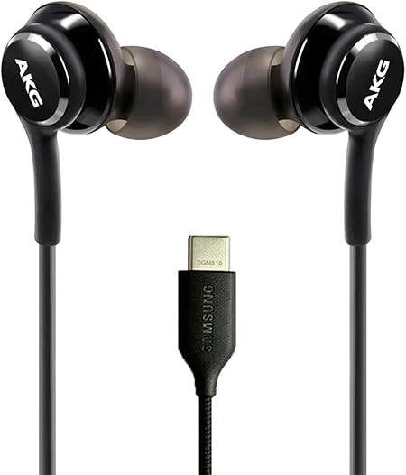 AKG Wired In-Ear Earbuds with Mic USB-C Earbuds with Braided Cable Compatible with Samsung Galaxy S24 Ultra, S24+, S23, S22, S21, S10, S10E & iPhone 15 Series
