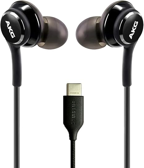 AKG Wired In-Ear Earbuds with Mic USB-C Earbuds with Braided Cable Compatible with Samsung Galaxy S24 Ultra, S24+, S23, S22, S21, S10, S10E & iPhone 15 Series