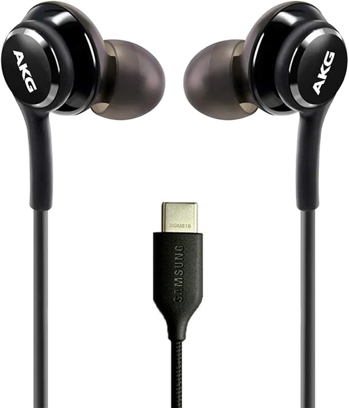 AKG Wired In-Ear Earbuds with Mic USB-C Earbuds with Braided Cable Compatible with Samsung Galaxy S24 Ultra, S24+, S23, S22, S21, S10, S10E & iPhone 15 Series