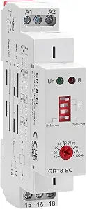10A Delay On or Delay Off GRT8-EC Dual Function Economic Time Relay, 10 Amps Adjustable Timer Delay Relay, Voltage Range AC DC 24V to 240V DIN Rail Relays of Wide Time Delay Range for 0.1s to 10 Days