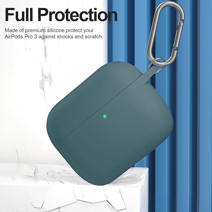 ATUAT for AirPods Pro 3 Case Cover with Cleaner, Protective Soft Silicone Skin with Keychain for Women Men for Apple AirPods Pro 3rd Generation Case(2025), Front LED Visible, Grey Blue
