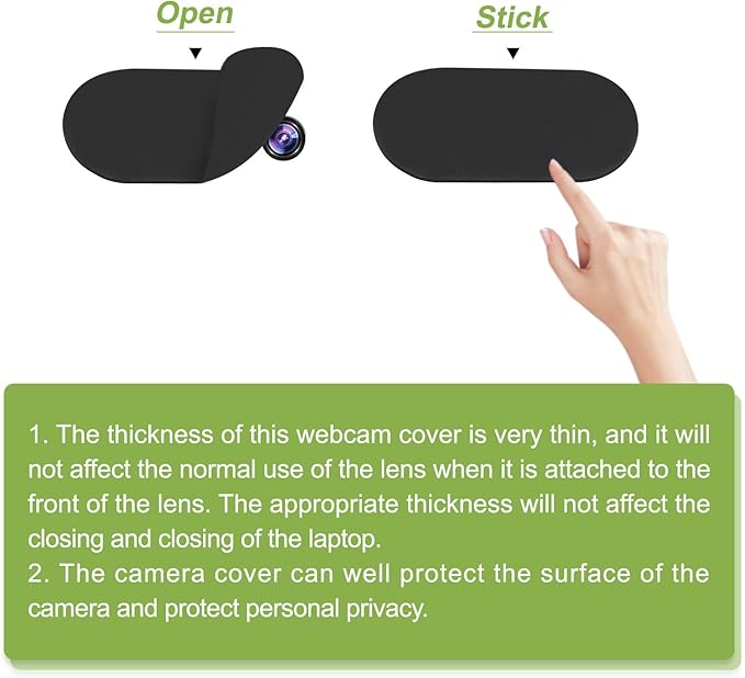 MECCANIXITY Webcam Cover Slide 0.3mm Thick Oval Plastic Laptop Camera Cover Slide Web Blocker Protect Privacy for Computer, Laptop Black 24 Pack
