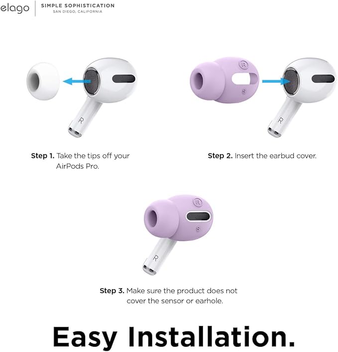 elago [6 Pairs] AirPods Pro Ear Tips with Integrated Earbuds Cover Designed for Apple AirPods Pro, Fit in The Case, Anti-Slip, [3 Sizes: Large + Medium + Small] [US Patent Registered] (Lavender)