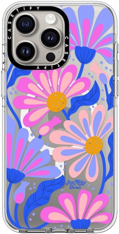 CASETiFY Clear iPhone 15 Pro Max Case [Not Yellowing / 6.6 ft. 3X Military Grade Drop Protection/Compatible with Magsafe] - Mystic Daisy - Clear