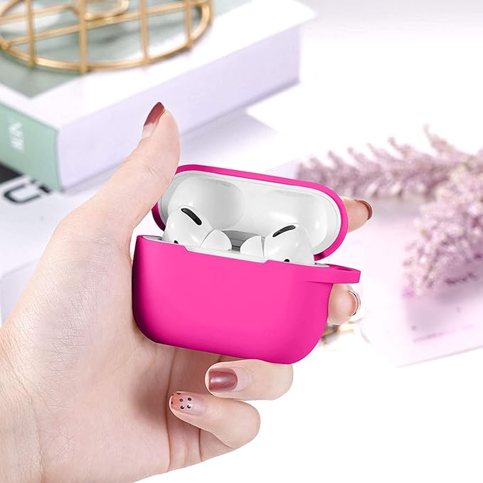 Lerobo Compatible with Airpods Pro 2 Case, Shockproof Washable Silicone Protective Cover Case Compatible with Apple Airpods Pro, Front LED Visible Supports Wireless Charging with Carabiner, Rose Pink