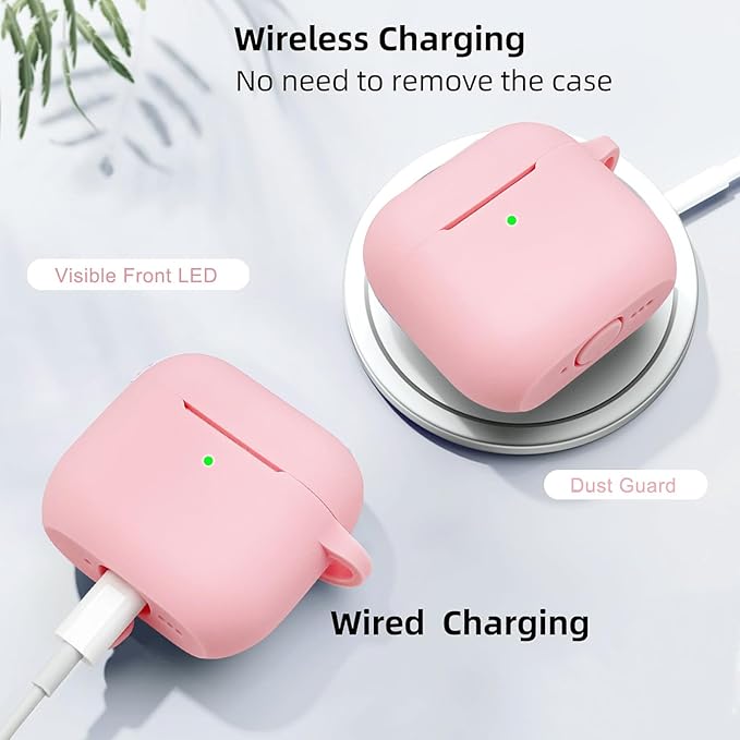 Airpods 4 Cases Silicone Protective Case for Airpod 4 with Bling Keychain for Apple AirPods 4th Generation Wireless Earbuds with Cleaner Kit (Pink)