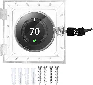 Thermostat Lock Box with 2 Keys, Clear Acrylic Cover for Small Thermostats