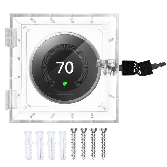 Thermostat Lock Box with 2 Keys, Clear Acrylic Cover for Small Thermostats