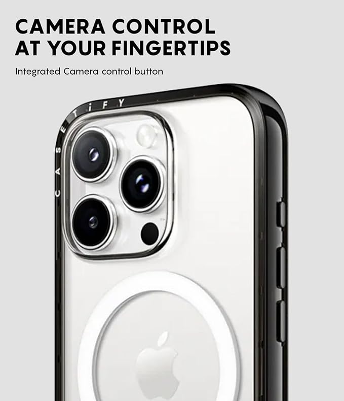 CASETiFY Compact iPhone 15 Pro Max Case [Slim and Sleek/Compatible with Magsafe / 4 ft. 2X Military Grade Drop Protection] - Pink Pastel Cute Floral - Clear Black